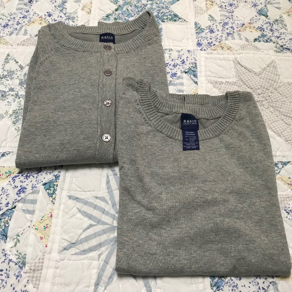 Women's Sweater Set, Gray MEDIUM